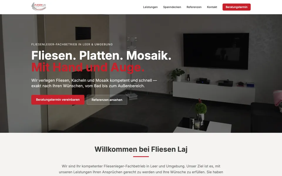Vorschau der Website fliesenleger-laj.de, Startseite am Desktop