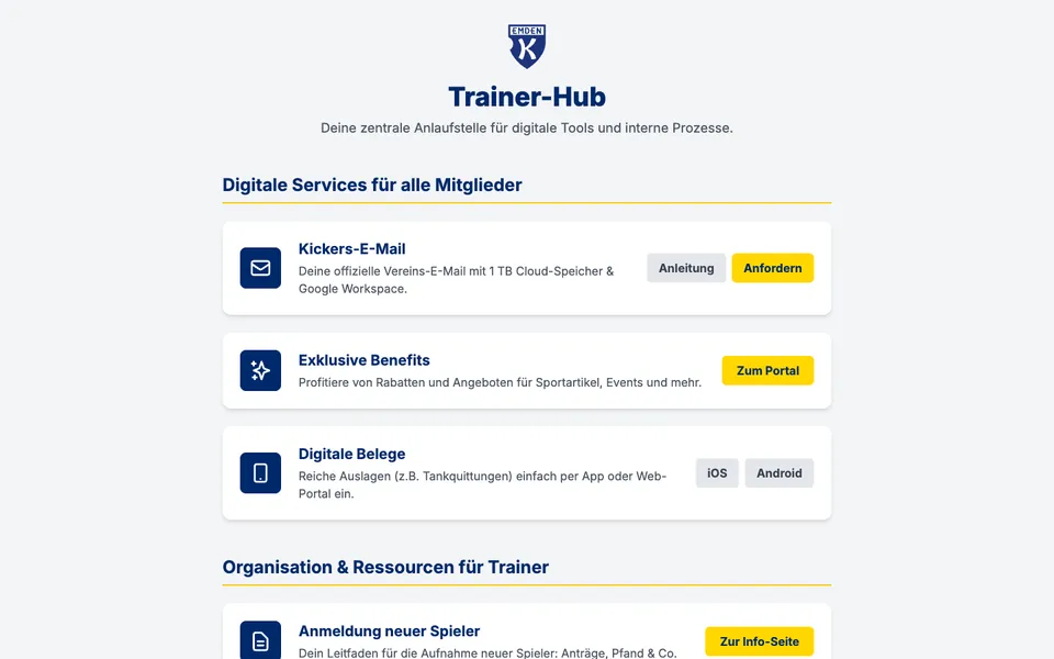 Vorschau der Website kickers-jugend.de, Startseite am Desktop