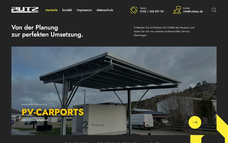 Vorschau der Website rutzbau.de, Startseite am Desktop