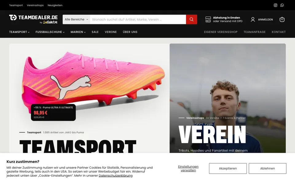 Vorschau der Website td-club.de, Startseite am Desktop